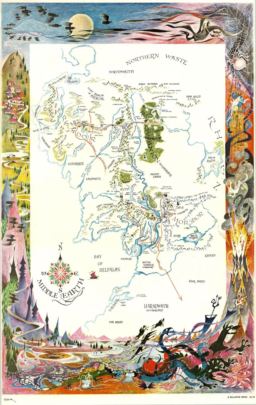 Middle Earth Map, Barbara Remington