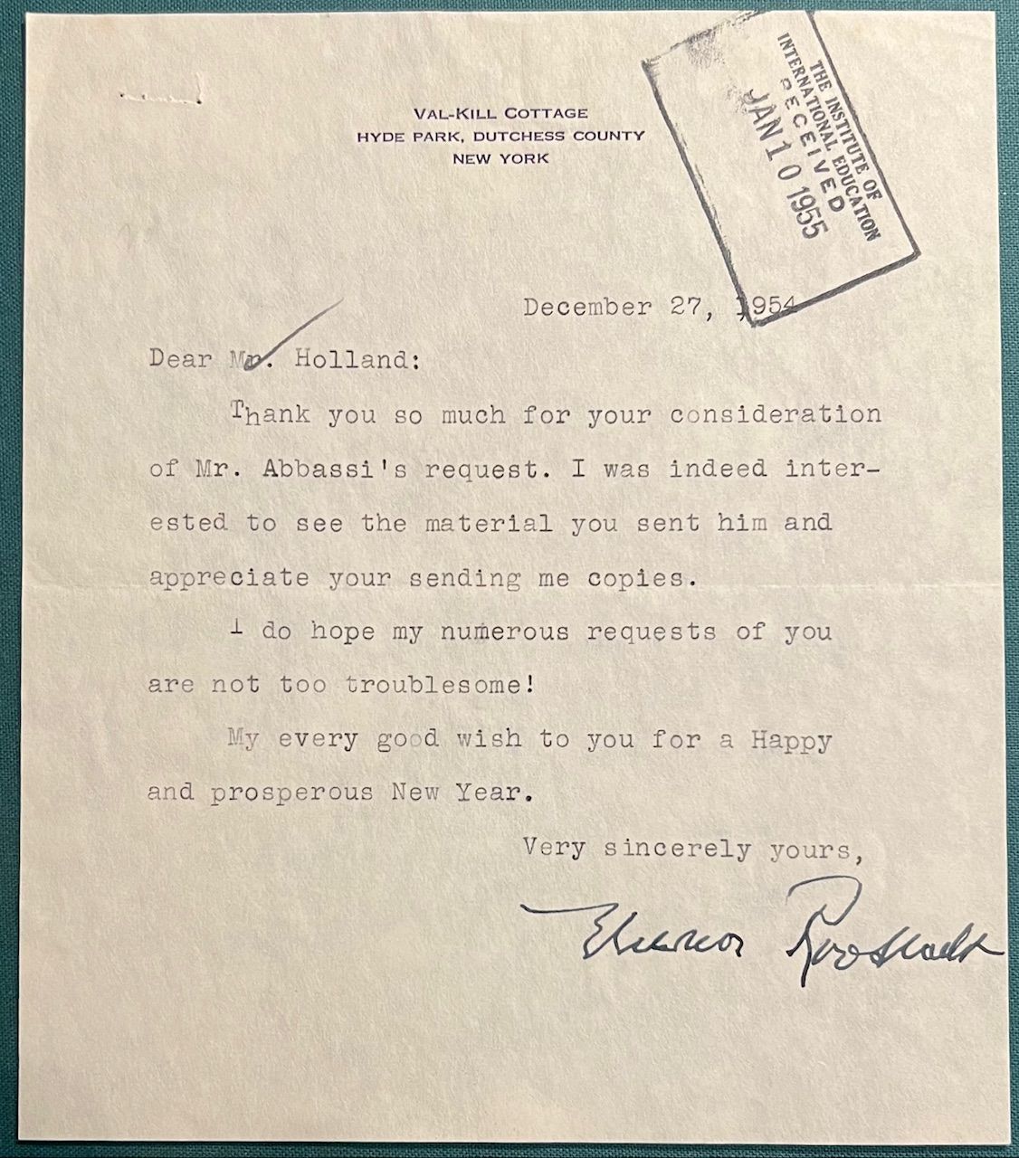 Eleanor Roosevelt, Typed Letter Signed